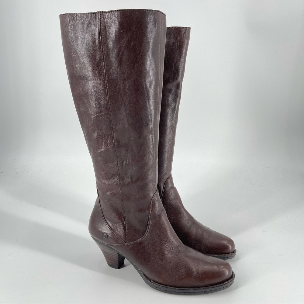 Born western side zip brown leather boots size 8.5